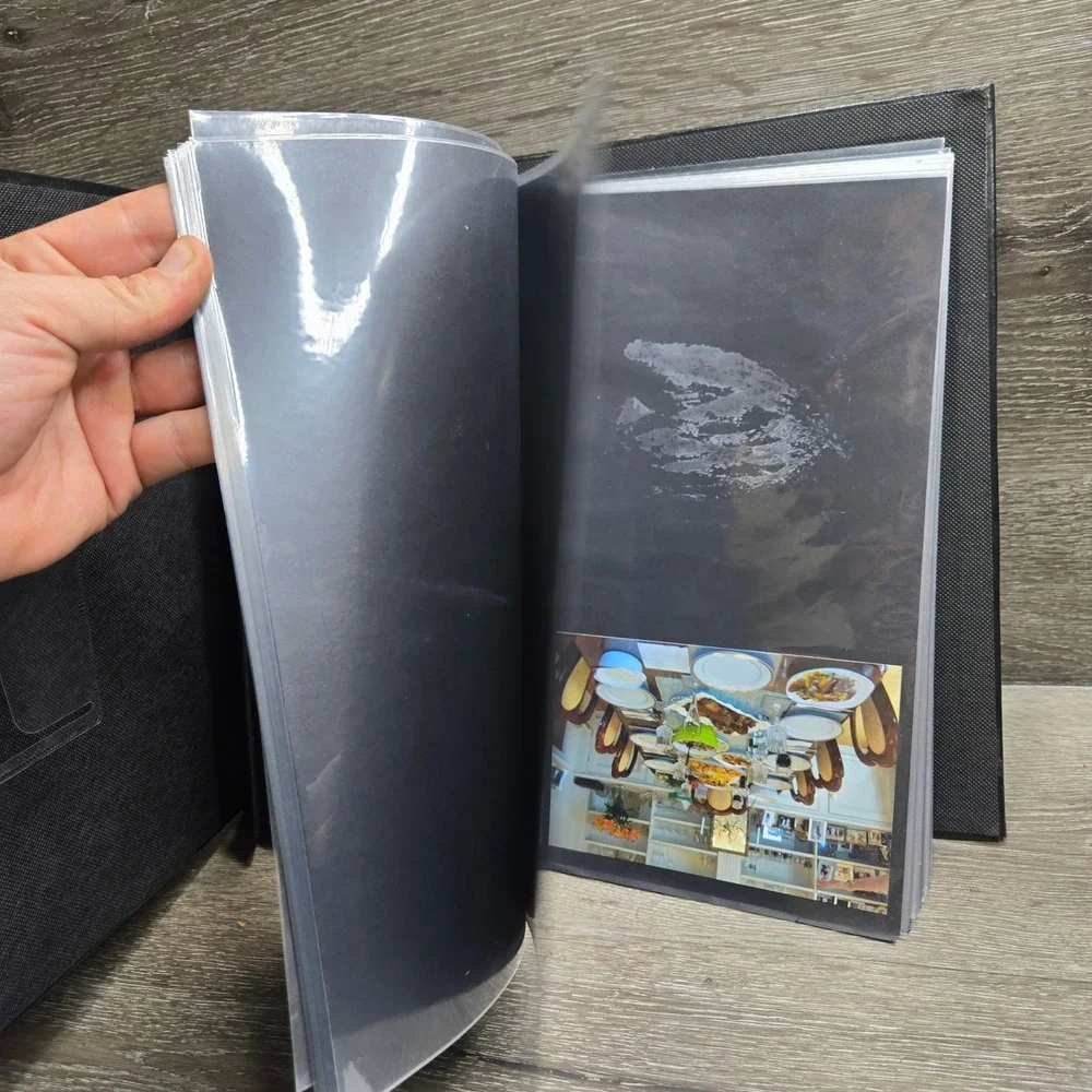 Large Black Leatherette Photo Album Portfolio Book Binder Clear Sleeves Inserts